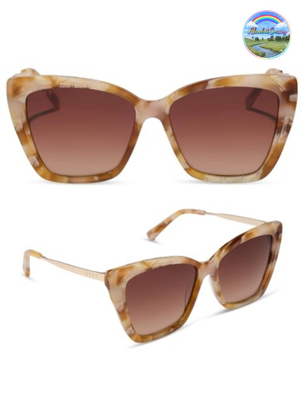 Designer Acetate Cat Eye Sunglasses with UV400 Protection Gradient Lenses